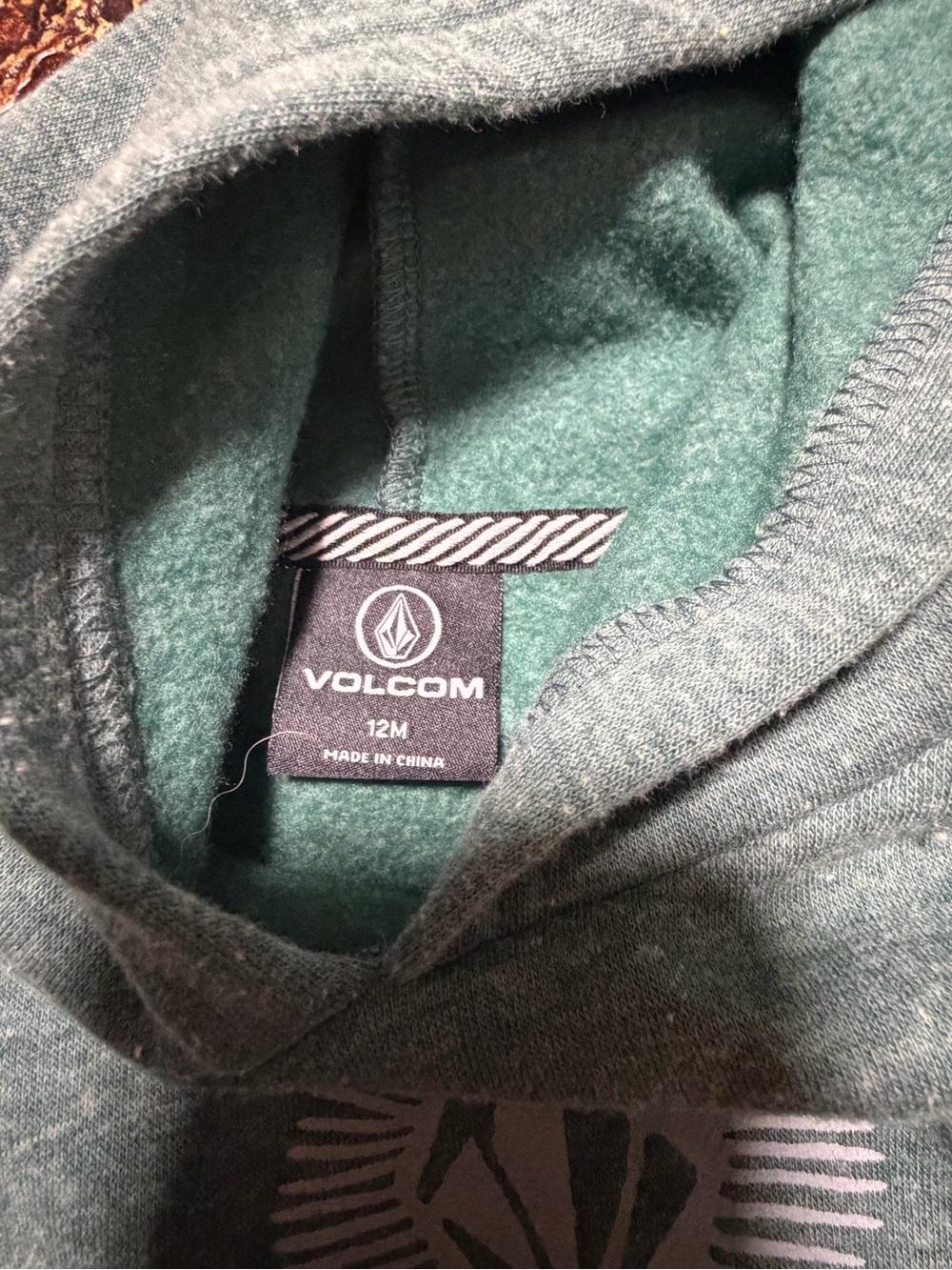 Volcom Kids Green Hooded Jean Jacket Style Pullover